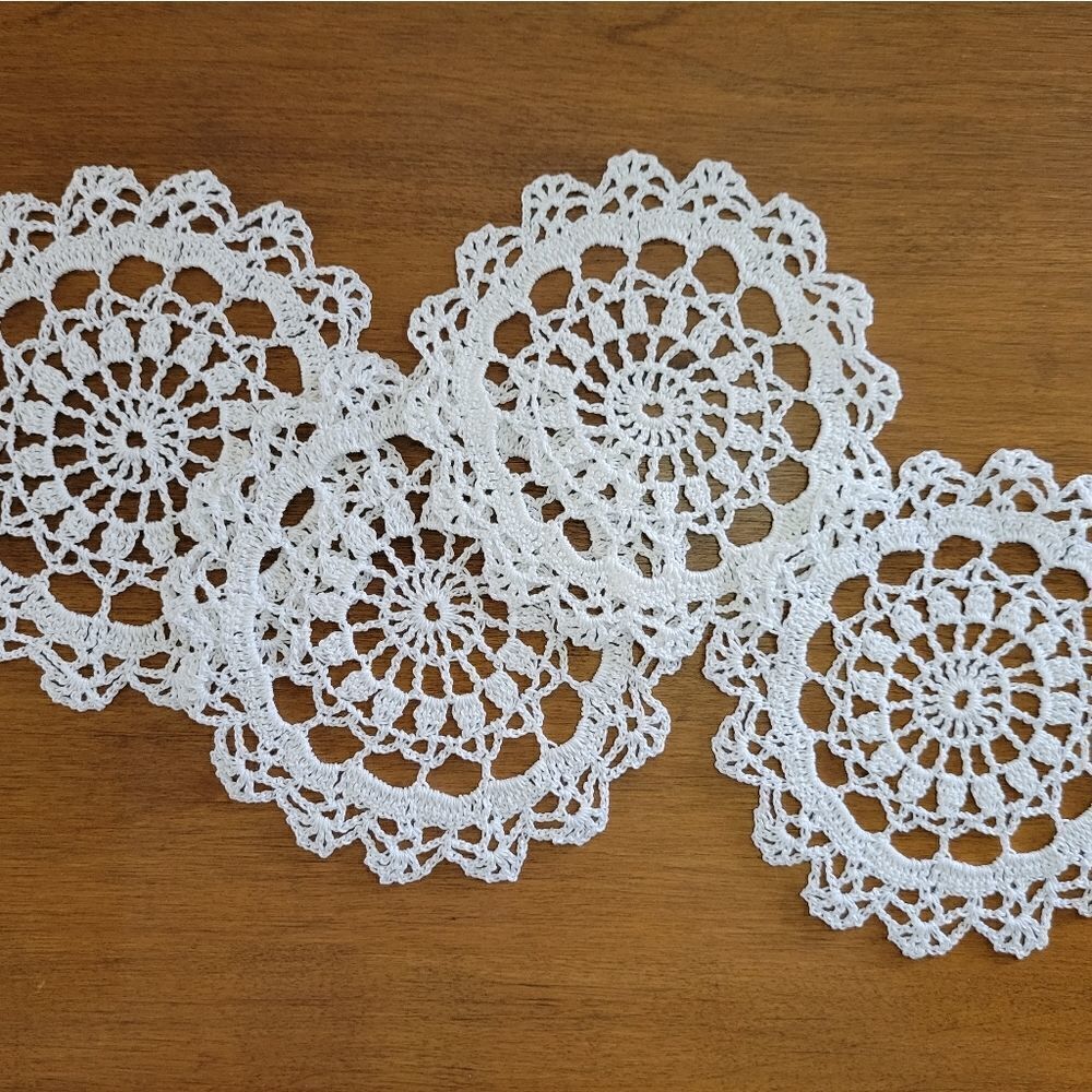 Set of 4 New Crocheted Doilies - Picture 2 of 7